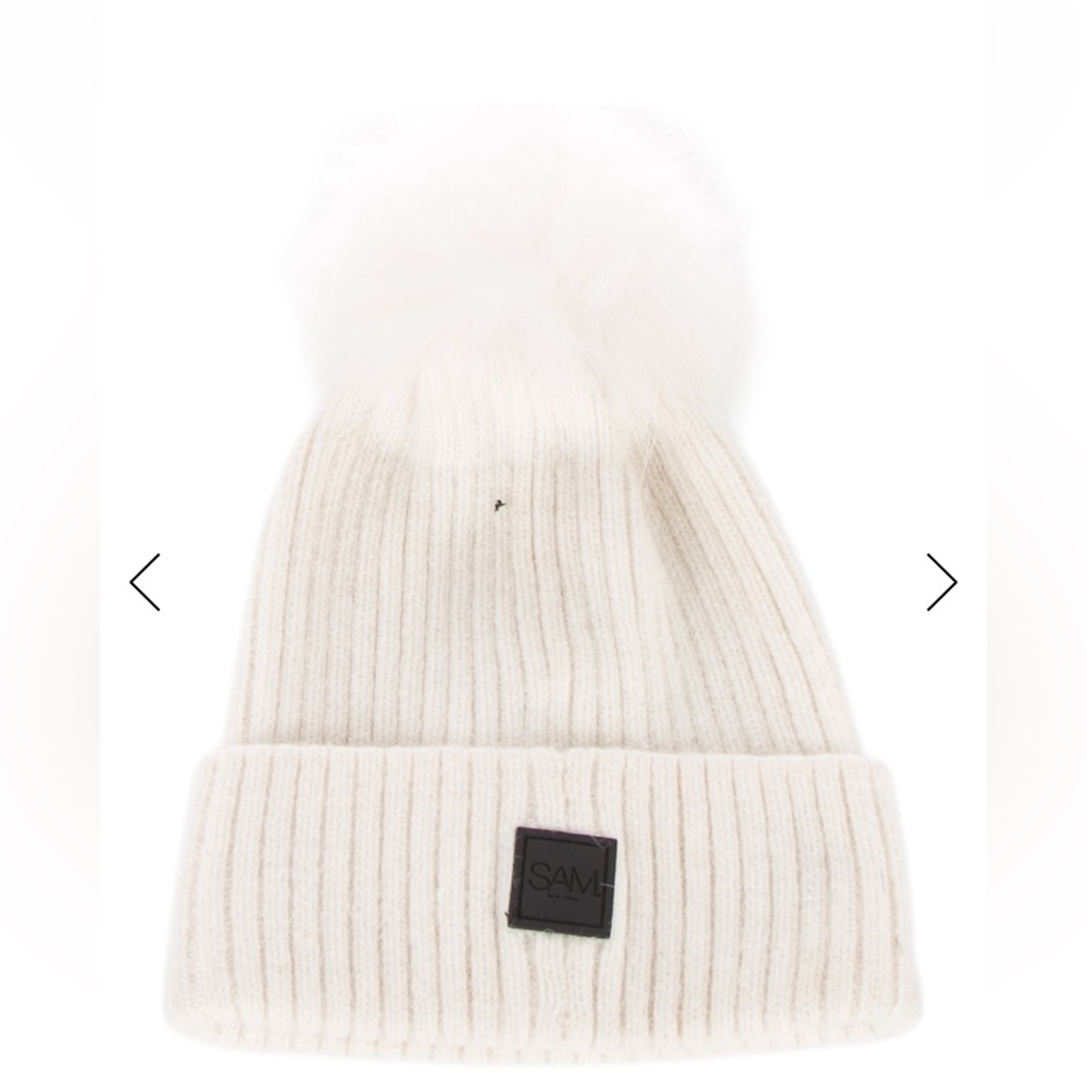 S.A.M New York Cream Ribbed Beanie White One Size